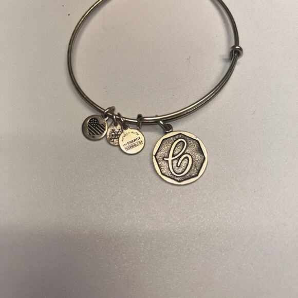 Alex and Ani Silver-Tone Bangle Bracelet 2016 Initial C "C" - Picture 2 of 5